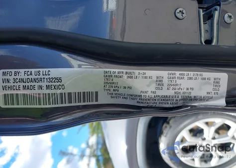 2024 Jeep Compass Sport 4X4 из США, поврежденный, VIN 3C4NJDAN5RT132255